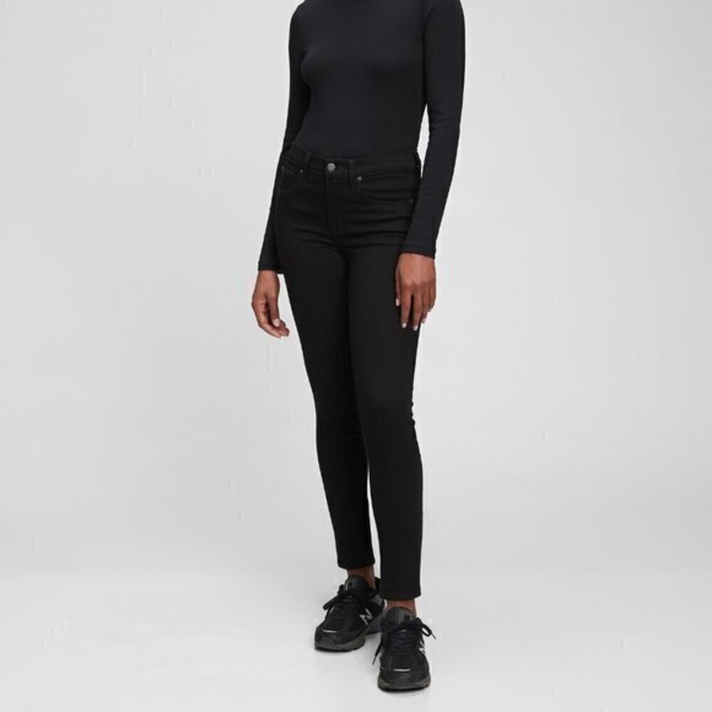 gap | black wash true skinny jeans | size 27R